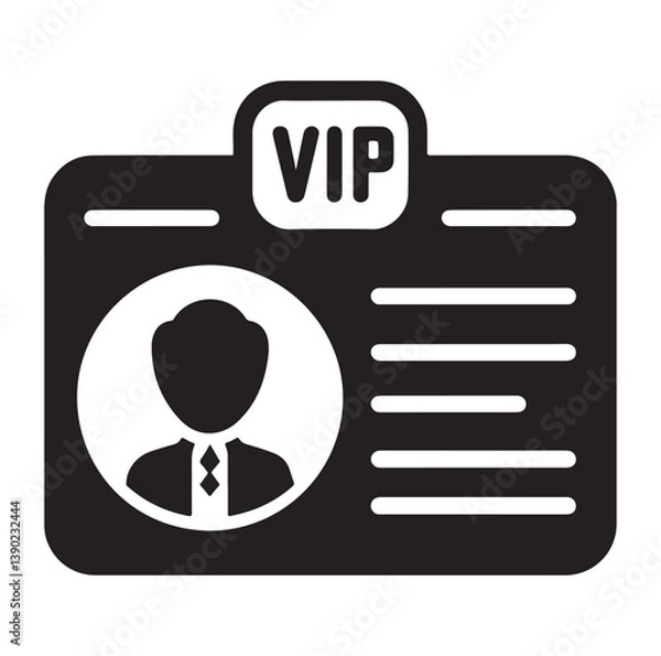 Fototapeta Minimal Vip profile verification ID card icon outlined vector collection.