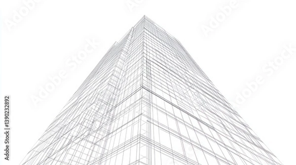 Fototapeta Architectural Sketch of Modern Skyscraper