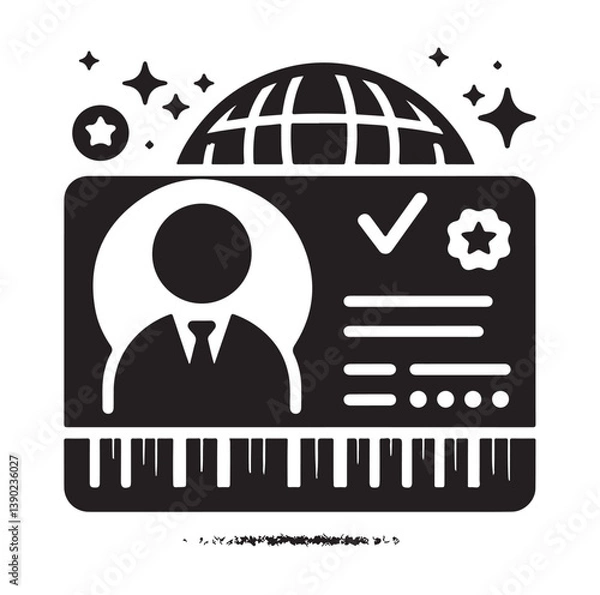 Fototapeta Minimal Vip profile verification ID card icon outlined vector collection.