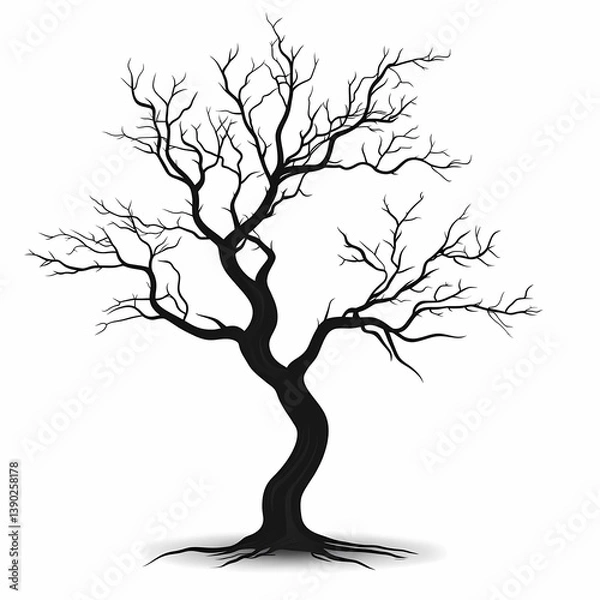 Obraz Eerie Black Tree Silhouette: Artistic Nature Illustration in Vector Graphics