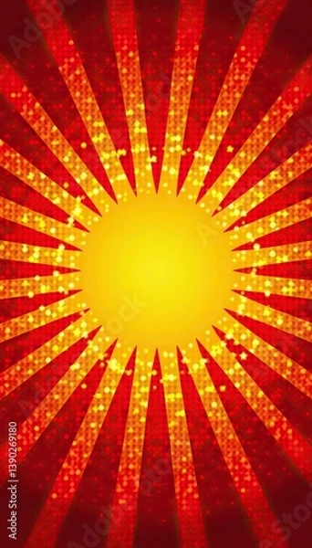 Fototapeta Red comic sunburst background with halftone effect in pop art style Perfect for sale banners, templates, ads, events, web, and pages,  comic,  vector