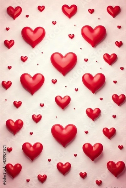 Fototapeta Red hearts pattern background ideal for Valentine's Day,  celebration,  heart shapes