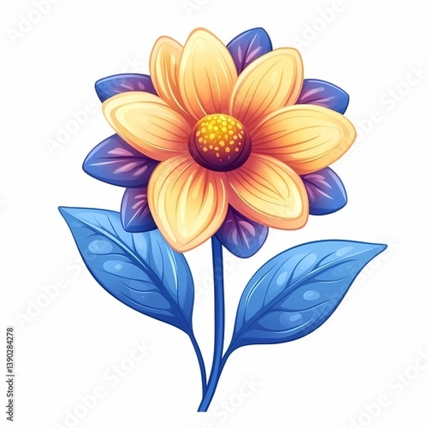 Obraz Colorful Botanical Art Illustration: Vibrant Floral Pattern and Nature-Inspired Design Elements