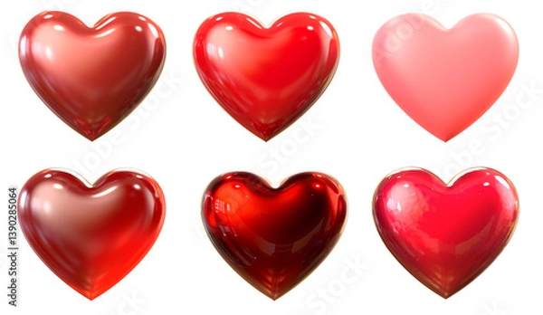 Fototapeta set of heart 3d illustration. Isolated on white background.