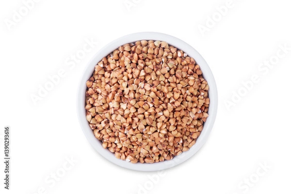Fototapeta Green buckwheat in a bowl on a white isolated background