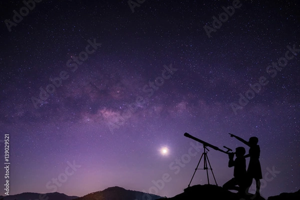 Fototapeta Milky Way galaxy, on the mountains.