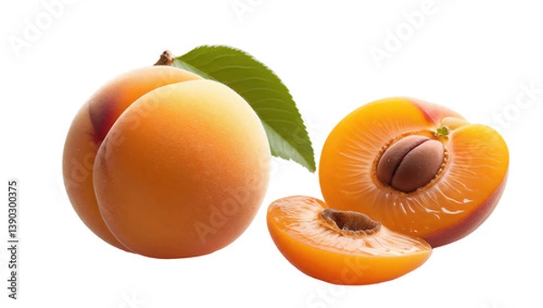 Obraz High-Quality PNG Image of Apricots with Transparent Background..
