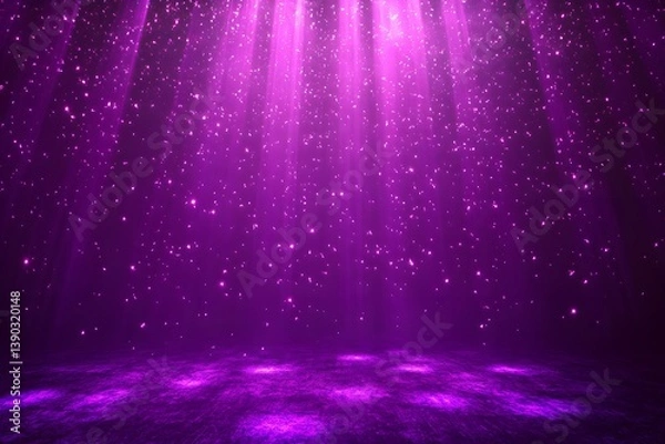 Obraz Vibrant magenta and purple stage lights creating a dramatic theatrical ambiance in an empty performance space with dynamic lighting effects