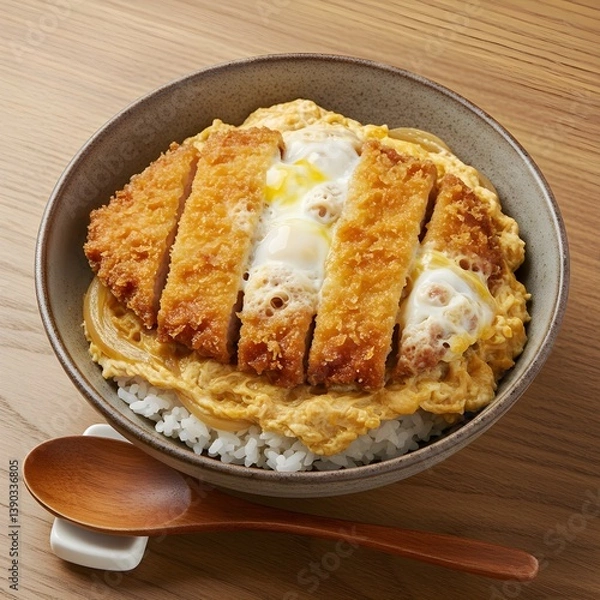 Fototapeta Japanese Pork Cutlet Rice Bowl - Katsudon Plating