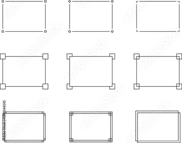 Fototapeta Monochrome simple horizontal frame set