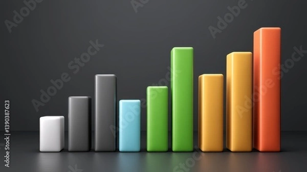 Fototapeta Analyzing business growth through colorful graphs and charts financial market data visuals investment insights upward trends