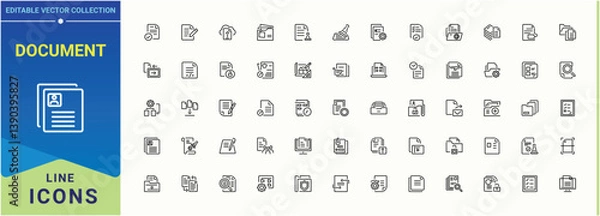 Fototapeta Document icon set. Contain linear sign report, page, list, file, form and more. Files icon pack. Thin icons set. Pixel perfect. Vector illustration.