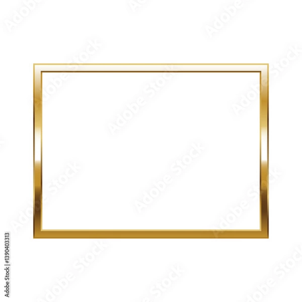 Obraz Rectangle gold frame. Isolated luxury rectangle golden border. Gold rectangle flat frame mockup design element. Vector illustration.