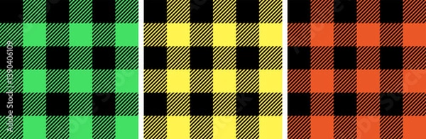 Obraz Color abstract geometric checked seamless pattern set.  Vector trendy background for poster, festival, music and textile