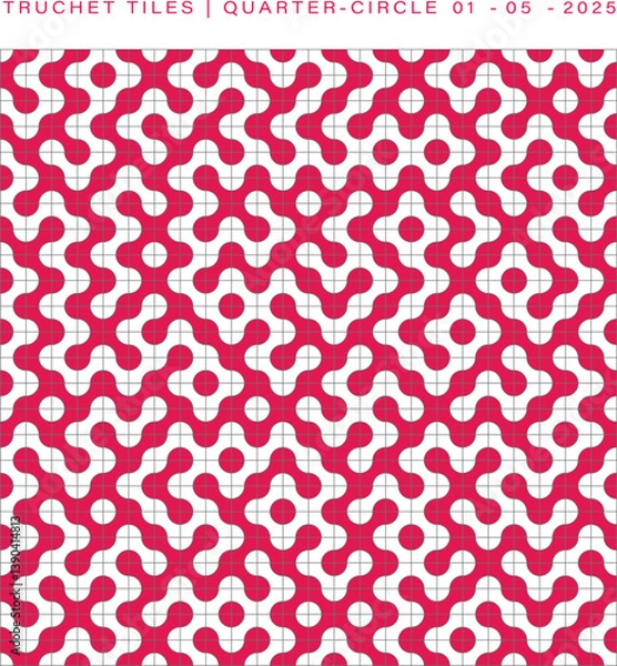 Fototapeta Truchet Tile Quarter-Circle Pattern in Red and White