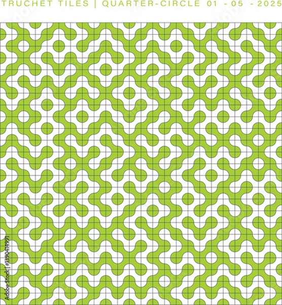 Obraz Truchet Tile Quarter-Circle Pattern - Green Geometric Design