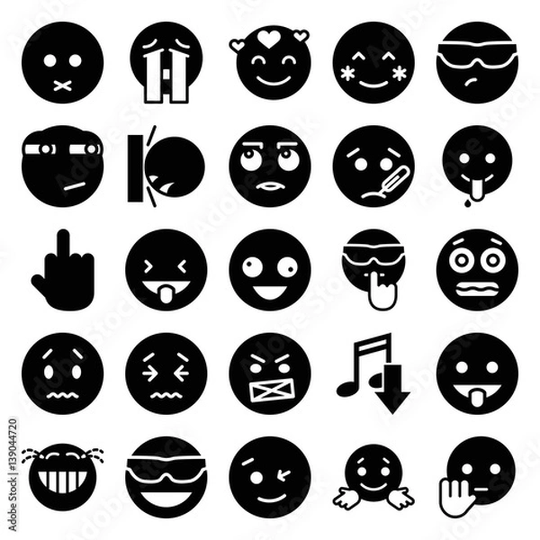 Fototapeta Set of 25 expression filled icons