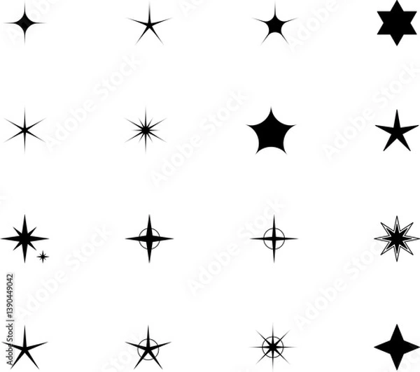Fototapeta Star icon. Twinkling stars icons set. Sparkles, shining burst.