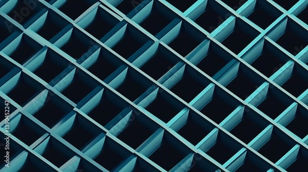 Obraz Teal geometric grid pattern.