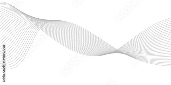 Fototapeta Abstract Curved Black and White Line Wave Background