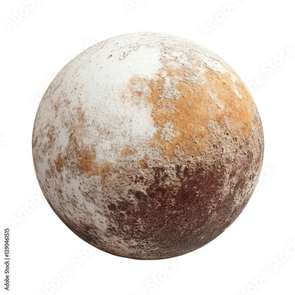 Fototapeta Pluto, the dwarf planet: This high-angle studio shot features the celestial body Pluto, showcasing its diverse terrain of icy mountains and plains.