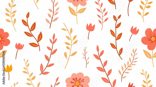 Fototapeta seamless pattern with autumn leaves