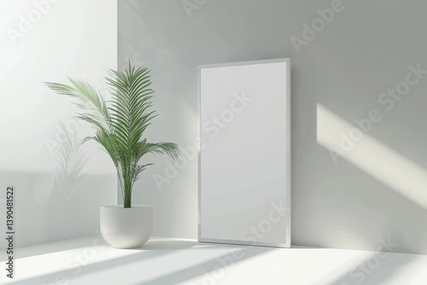 Fototapeta Elegant graphic layout inspiration for advertising in a minimalistic interior setting