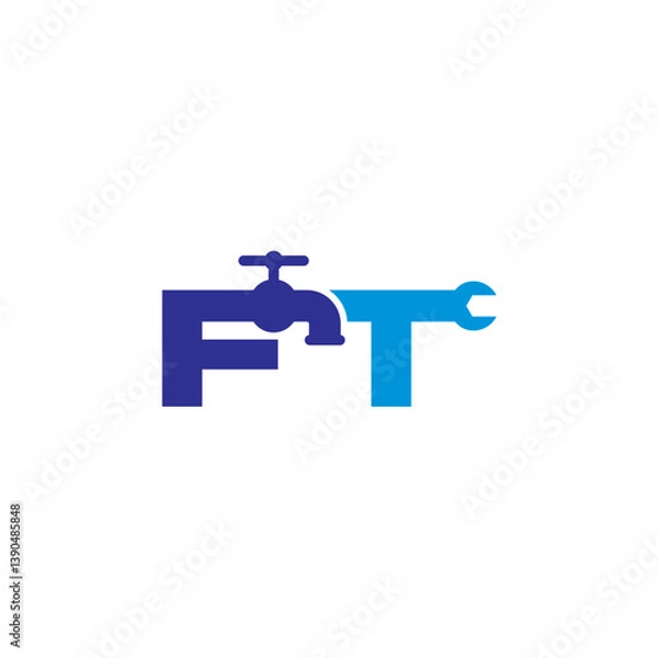 Fototapeta Letter F and T Plumber Logo Vector 001