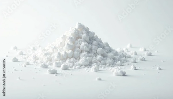 Obraz White sugar crystals scattered on white surface, reflective, minimal
