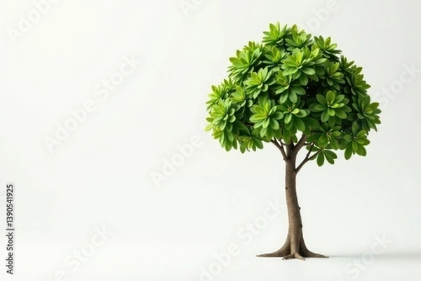 Fototapeta Young tree isolated, pristine white studio setting, minimal, isolated, botany