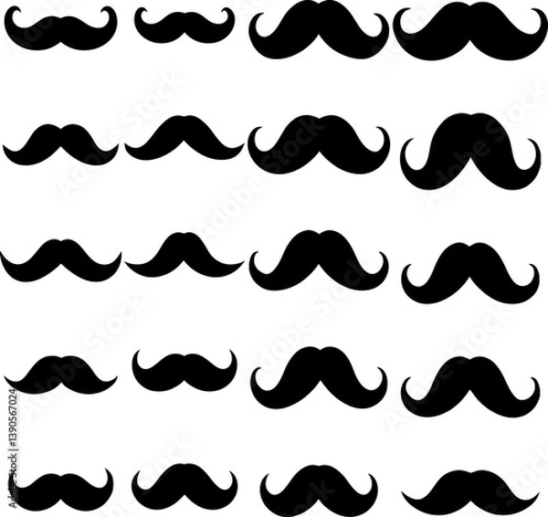 Fototapeta Mustache set vector and Silhouette set of mustache art collection