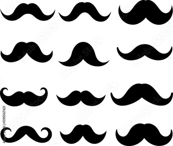 Fototapeta Mustache set vector and Silhouette set of mustache art collection