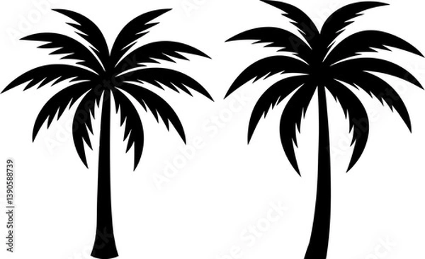 Fototapeta Palm tree vector and Silhouette of palm tree art