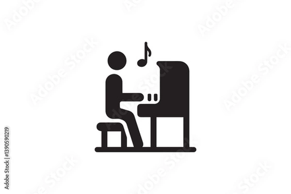 Fototapeta Symbol of simple Piano icon silhouette in a simple, minimalist vector on a white background