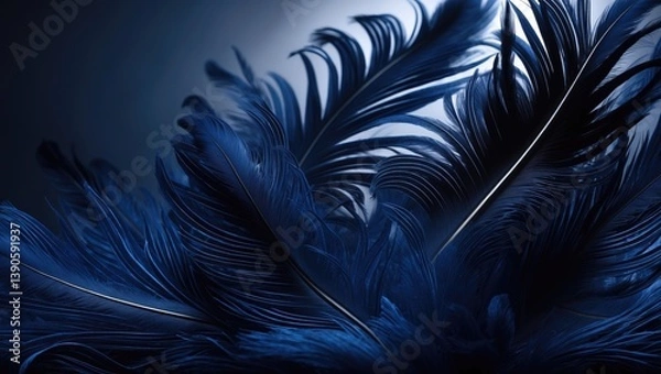 Fototapeta Background featuring an abstract pattern of blue and black feathers