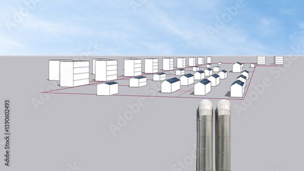 Fototapeta Local and district heating – heat planning