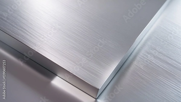 Fototapeta Polished brushed metal exhibiting reflection. Photo of brushed metal or hairline patterned metal. Crisp high resolution to the edges.