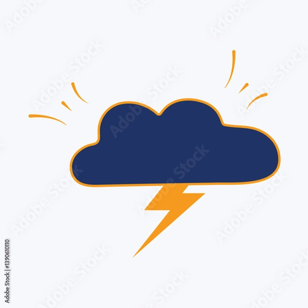 Obraz Cloud with thunder, illustration, vector, on a white background.Editable stroke. Vector