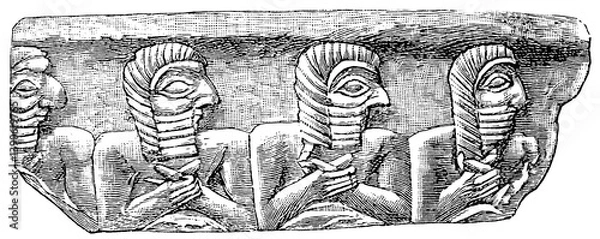 Obraz Ancient Chaldean Stone Enclosure. Ancient Oriental art. Publication of the "Meyers encyclopedia", Vol. 7, Leipzig, Germany, 1910.