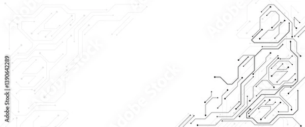 Obraz Abstract technology circuit diagram on white background. High tech circuit board connection system.