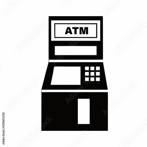 Fototapeta Isolated Black And White Atm Vector Illustration For Financial Concepts