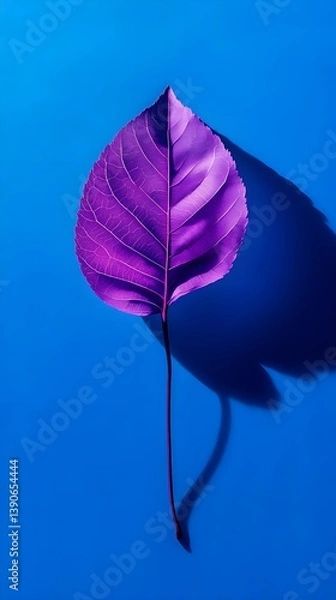 Obraz AI Generated Purple Leaf on Blue Background
