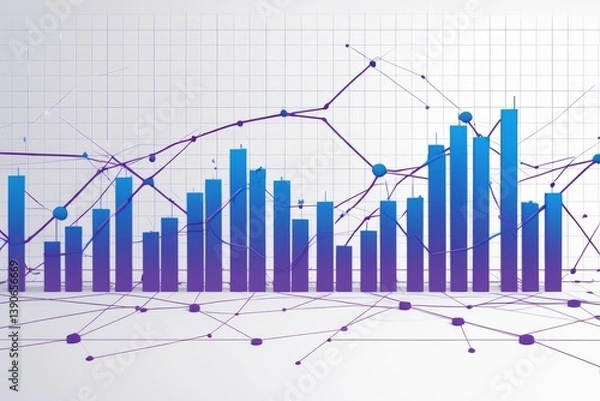 Obraz Business candle stick graph chart of stock market investment trading on white background design. Bullish point, Trend of graph