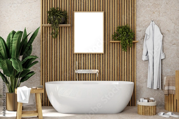 Obraz bathroom frame mockup for digital art, 3d render
