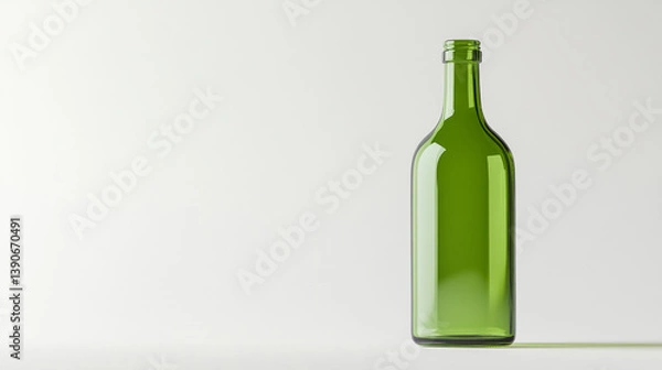 Fototapeta A green glass bottle appears in isolation on a white backdrop