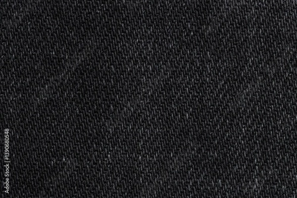 Fototapeta Texture of black denim fabric as background, top view