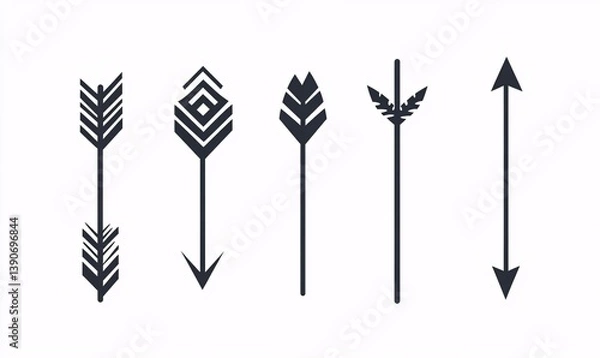 Fototapeta Creative black arrow designs set with different shapes and styles, perfect for infographics, direction indicators, or tattoo ideas.