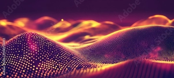 Fototapeta A neon golden background with glowing abstract patterns, futuristic cyber aesthetics, and vibrant radiance