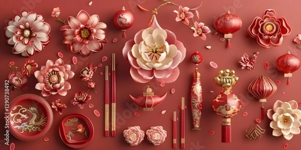 Obraz Vibrant Chinese New Year Background Design
