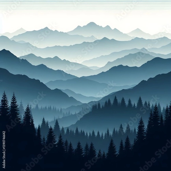 Fototapeta Sunrises and sunsets are reflected in the green forests of the Gira, surrounded by snow and pine trees on the mountains.